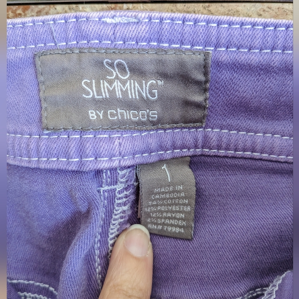 💐 Chico's Lavender Tapered Jeans Purple So Slimming Size 1 Medium 8 - Picture 8 of 8
